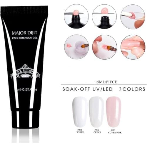 Soak off Poly Nails Gel UV Acryl Gel Quick Building 15mlFinger Extension Nail Gel Camouflage UV LED Hard Builder Gel