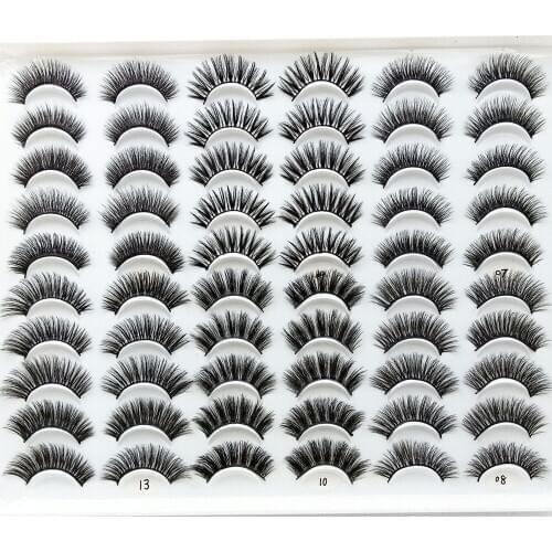 NEW 30pairs Handmade 3d mink lashes short False Eyelashes Cross Messy Dense Natural Eye Lashes Stage Makeup False Eyelashes