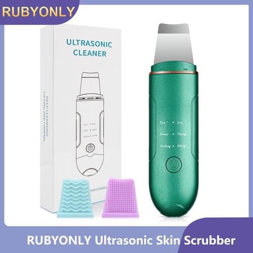 RUBYONLY Ultrasonic Skin Scrubber Deep Face Cleaning Machine Peeling Shovel Facial Pore Cleaner Face Skin Scrubber Lift Machine