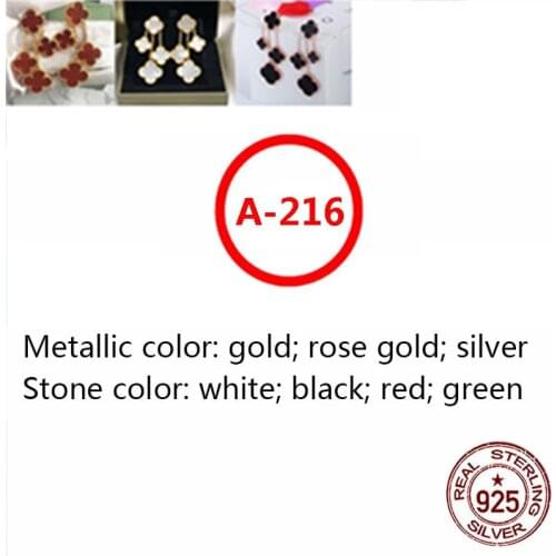 A216 S925 sterling silver earrings simple fashion style hypoallergenic four-flower four-leaf clover shape to give gift