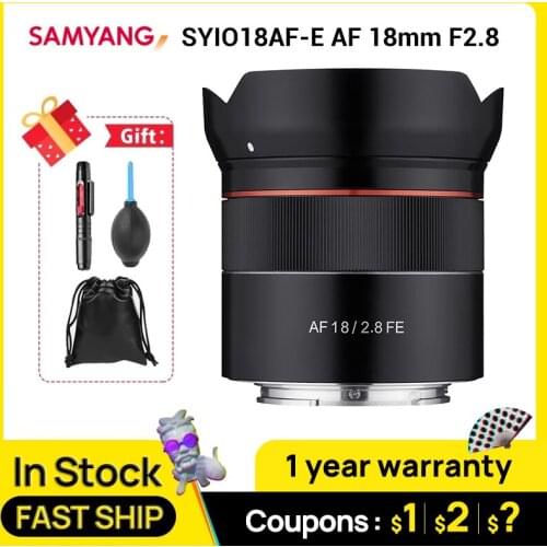 Samyang SYIO18AF-E AF 18mm F2.8 Wide Angle auto Focus Full Frame Lens Auto lens Large aperture for Sony E Mount, Black