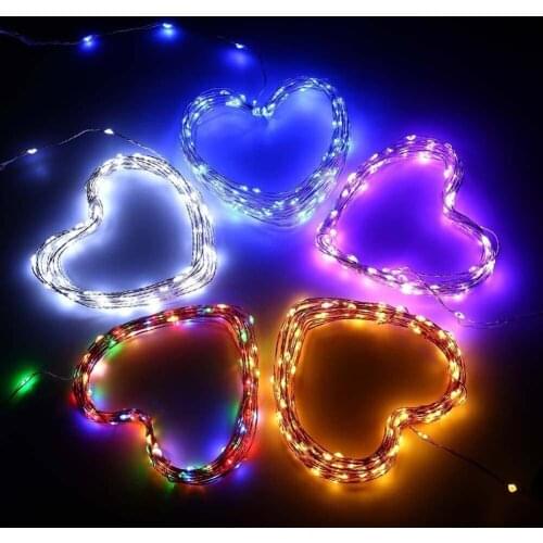 Solar String Lights LED Waterproof Fairy Lamp Outdoor Battery Multi Color String Copper Wire Lamp Atmosphere Lighting Christmas