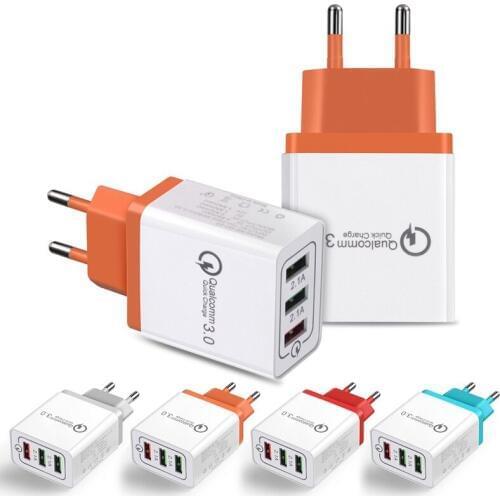 Universal 18 W USB Quick charge 3.0 adapter 5V 3A for Iphone 7 8 EU Plug Mobile Phone Fast charging for Samsung s8 s9 Huawei