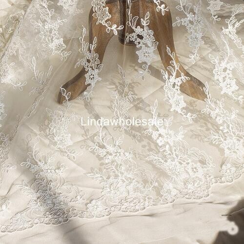 Embroidered lace fabric wedding dress manual DIY materials Clothing accessories,130cm*50cm/pcs