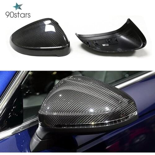 Dry Real Carbon Fiber Rear View Mirror Cover for Audi B9 A4 S4 A5 S5 2016 - UP Carbon Mirror Side Caps Replacement Style Caps