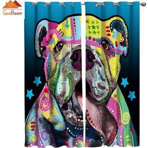 Graffiti Totem Shar Pei Dog Diversity Window Curtains Living Room Outdoor Fabric Drapes Curtain Home Decor