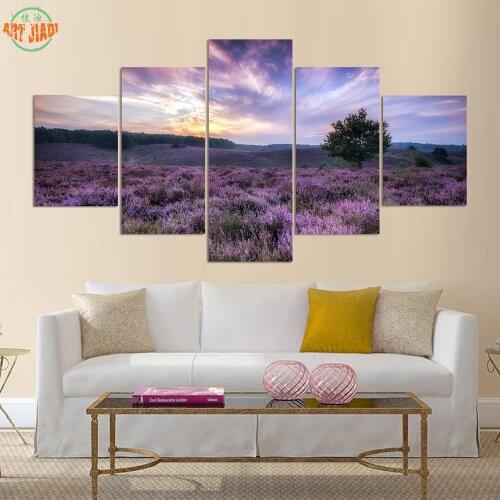 1-3-4-5 Piece Canvas Art Beautiful lavender under the sunset HD Painting Living Room Decorations For Home Art Prints Canvas B403