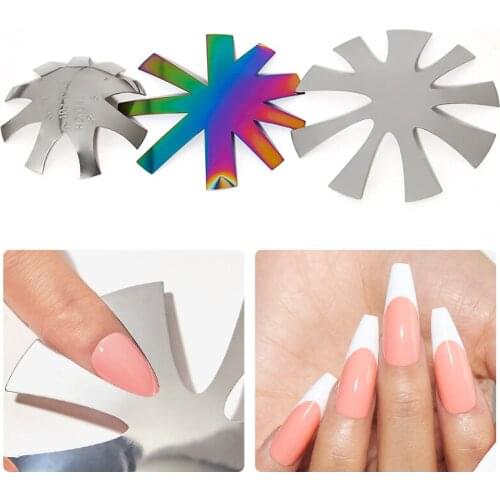 1 Pcs French Manicure Edge Trimmer Shaped Stainless Steel Cut V-shape Tips Tools Nail Art Template Tools