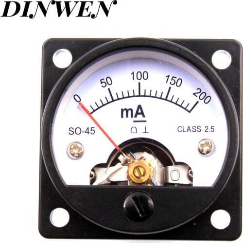 2PCS 45mm DC200mA Round Moving Coil Panel Meter Ammeter for Vintage 2A3 300B 6550 211 KT88 845 Tube Amplifier DIY