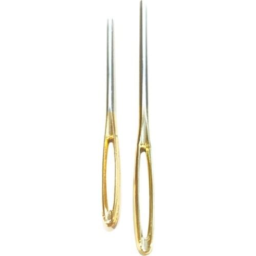 2 Pieces Metal Golden Tail Yarn Needles Crafts Crochet Aids Needle Pins