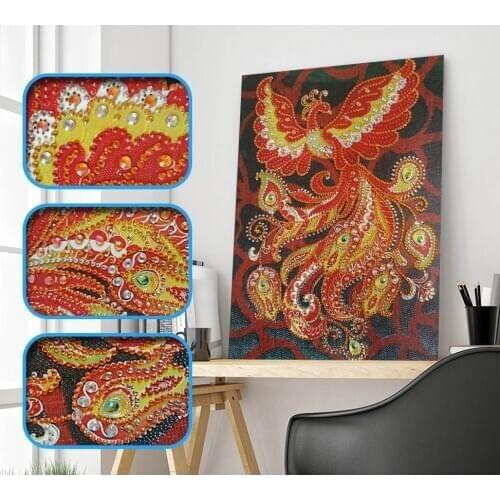5D Special Shaped Diamond Painting Phoenix Partial Drilled Diamond Embroidery Crystal Diamond Painting Cross Stitch Home Decor