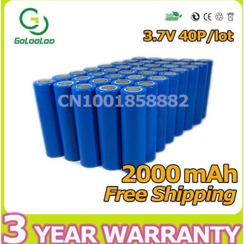Golooloo [ Full capacity ] 40pcs/lot 3.7V 2000mAh Rechargeable Battery Purple 18650 for the assembly mobile power, notebook