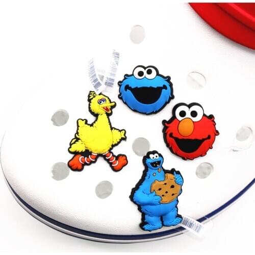 Hot sale 1pcs Shoe Decorations 3D Sesame Street Style Shoe Charm Elmo/Big Bird/Cookie Shoe Accessories fit Kids Gifts