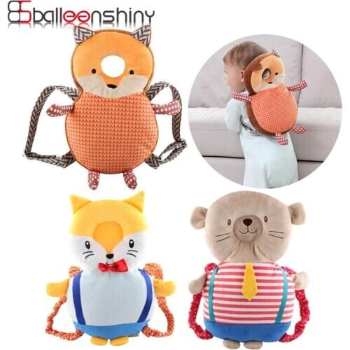 Balleenshiny New Cute Animals Fox And Bear Anti-fall Pillow Baby Toddler Anti-fallback Head Protection Anti-collision Cap
