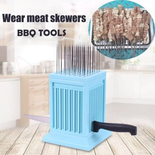 BBQ 49 Holes Meat Skewer Kebab Maker Box Machine Beef Meat Maker Meat Kabobs Maker For BBQ Barbecue Skewer Kitchen Accessory New