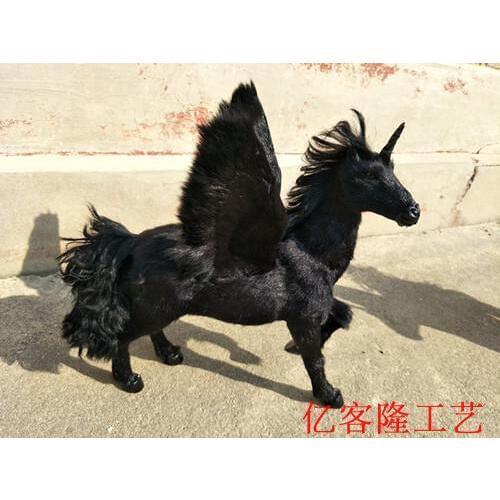 Big simulation black unicorn toy resin&fur wings unicorn doll gift about 32x34x28cm 2614