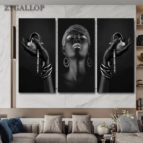 Black Hands Holding Silver Jewelry Canvas Painting African Wall Art Woman Posters and Prints Decorative Pictures For Living Room
