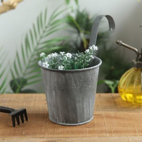 Flower Bucket Hanging Vintage Flower Pots With Hook Mini Flowerpot Garden Unbreakable Iron Nursery Pots For Succulent Plants