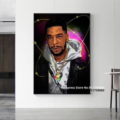 Kid Cudi Hot Rap Singer Photograph Poster Wall Art Canvas Painting Hot Prevalent Music Star Art Prints Song Fan Collection Gift