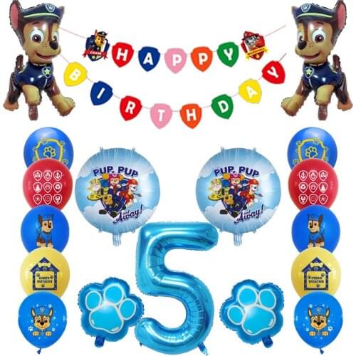 Paw Patrol Toys Birthday Ballons Action Figures Patrulla Canina Chase Marshall Model Boys Party DIY Deco Gifts Set For Children