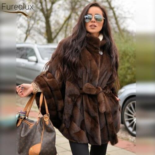 Furealux Fur Coats With Collar