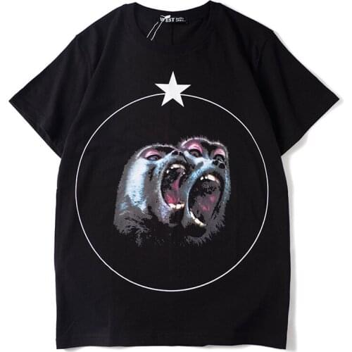 Short 2021 Sleeve Tee Shirt Animal Printed T Shirts Men Brand Fashion Streetwear O-neck Loose Summer Clothes Casual Tshirt Homme