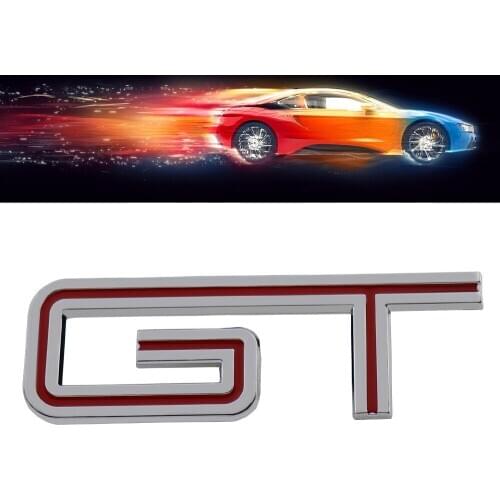Chrome Red GT for Shelby Door Fender Trunk Lid Emblem Decal Badge Sticker