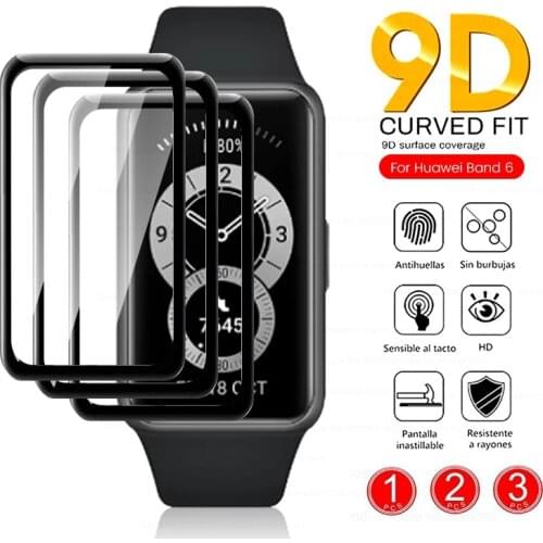 1-3Pcs 9d curved protective glass for huawei band 6 glas screen protector film on hauwei huawey band6 smart bracelet accessories