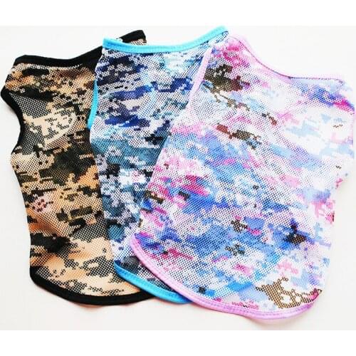 Cute Summer Dog Clothes Thin Teddy Clothing Printed Camouflage Mesh Dog Vest for Small Medium Dogs Chihuahua Pet Puppy T Shirt