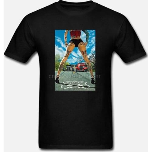 Hot Rod V8 Fan Route 66 Mens Round Neck Short Sleeves T Shirt Fashion Casual T-shirt Cool Tops Clothing