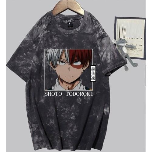 Men Shoto Todoroki T-shirt Crew Neck Fitted Soft Anime My Hero Academia Manga Tee