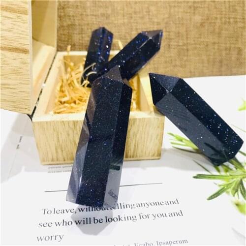 Natural polished gemstone blue sandstone point tower crystals healing stones for gifts