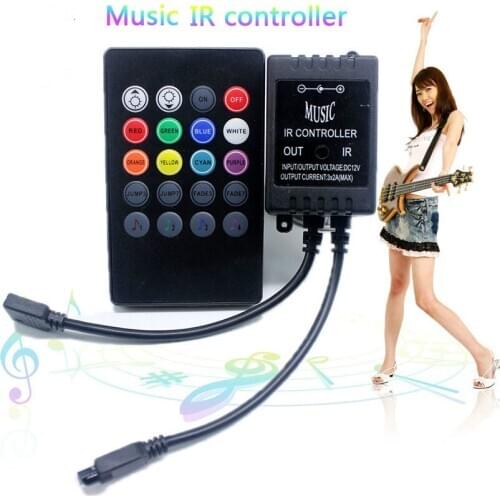 New 20 music keys IR controller black Remote sound sensor for RGB LED strip high quality