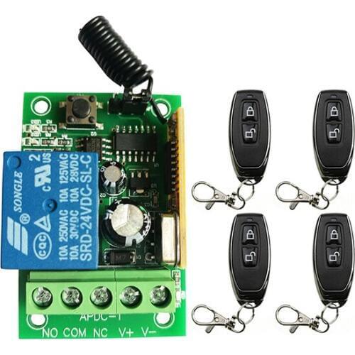 New DC12V 24V 1 CH 1CH RF Wireless Remote Control Switch System Receiver + metal Remote Garage Doors /window /lamp/ shutters