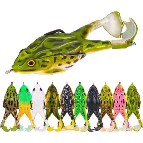 New Style Soft Fishing Lures Rubber Frog Artificial Bass Bait Spinner Sinking For Black Fish Lifelike Double Propellers Frogs