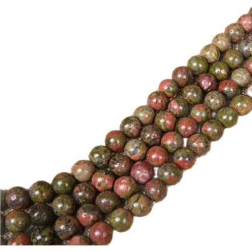 Wholesale 4 6 8 10 12 14mm Natural agata Unakite stone flower green Round loose Beads 15" DIY jewelry making for bracelet
