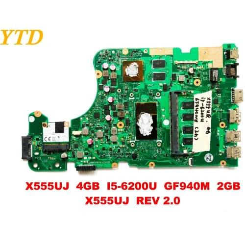 Original for ASUS X555UQ X555UJ laptop motherboard X555UJ 4GB I5-6200U GF940M 2GB X555UJ REV 2.0 tested good free shipping