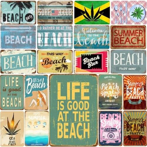 Lift Is Good At The Beach Vintage Metal Tin Sign Beach This Way Enjoy Summer Bar Home Art Wall Classic Decoration Street Sign