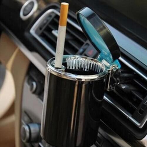 Portable Smokeless Car Ashtray Stand Cylinder Holder with LED Indicator Light
