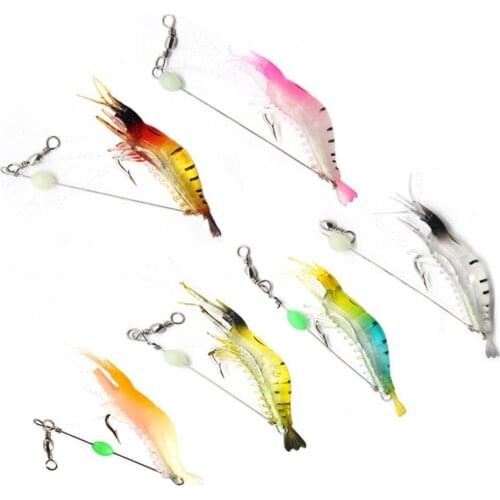 10Pcs 9.5cm/6.5g Luminous Bionic Shrimp Soft Lures Baits Fake Shrimp Fishing Lures With Hook Fishing Tools Artificial Tackle