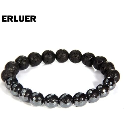 Drop shipping Tiger Eye Natural Stone Strand Buddha Beads Bracelets & Bangl For Men Jewelry Elastic Volcanic lava Bead Bracelet
