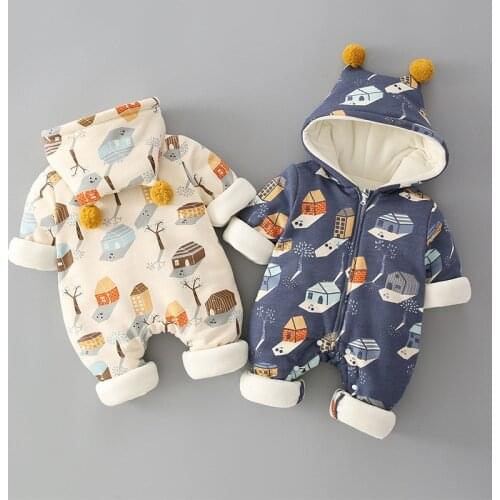 New Winter Baby Rompers Boys Girls Clothing Cotton Warm Unisex Jumpsuits Clothes Hooded Newborn Outift Overalls Toddler Coat