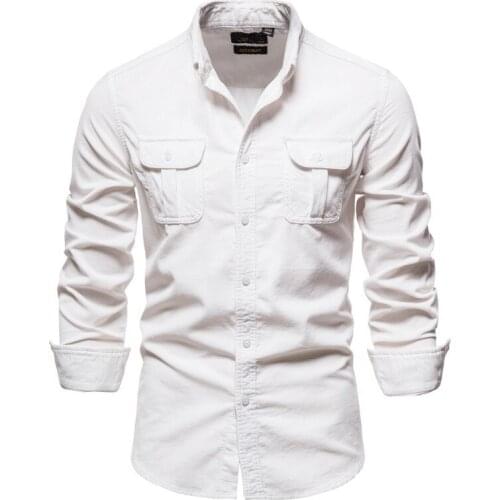 Casual Mens Corduroy Shirt Pure Cotton Long Sleeve Brown Regular Fit New Model Male Button Down Shirts