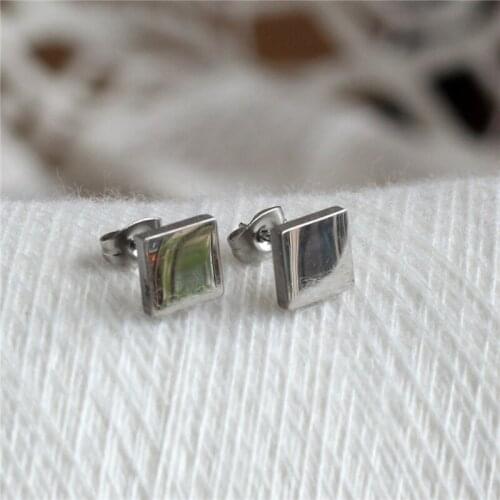 Titanium 316L Stainless Steel IP Planting Stud Earrings Square 8mm No Fade Allergy Free Fashion Jewelry