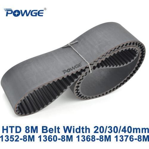 POWGE HTD 8M synchronous Timing belt C=1352/1360/1368/1376 width 20/30/40mm Teeth 169 170 171 172 HTD8M 1360-8M 1368-8M 1376-8M