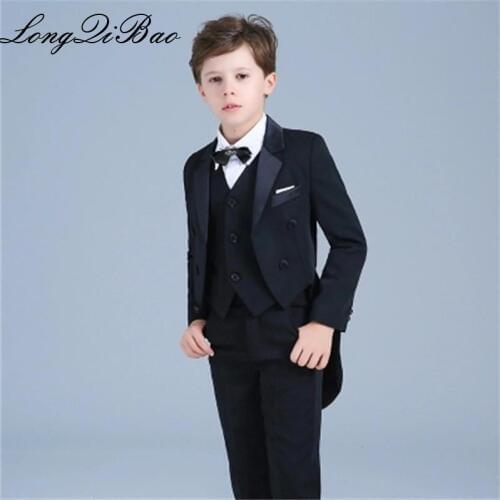 High quality childrens tuxedo boys dress flower girl suit wedding host suit children stage piano costumes autumn