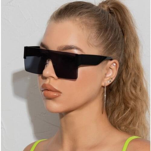 Oversize Square Sunglasses Women Men Vintage Brand Driving Sun Glasses Women Flat Top Big Frame Sunglass Retro Siamese Eyewear
