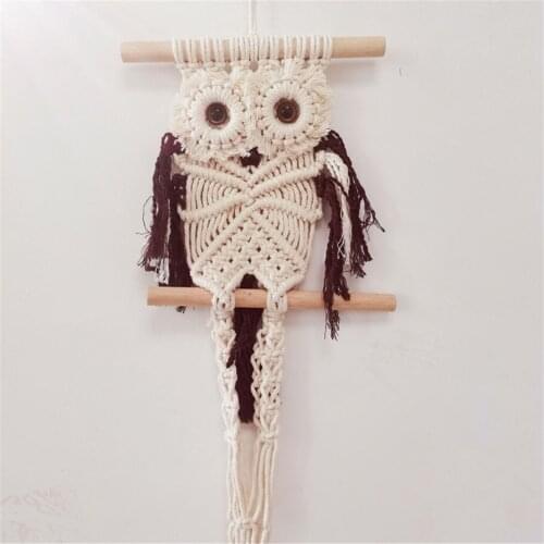 Owls Macrame Handmade Woven Wall Hanging Dreamcatchers Bohemian Tapestry Wall Art Decor For Apartment Dorm Room Decoration