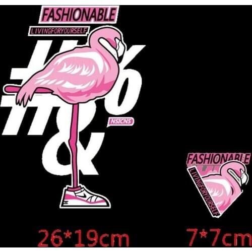 Pink Flamingo Heat Transfers Iron On Patches For Jeans T-shirt DIY Craft Stickers Applications For Clothes Decorative Appliques