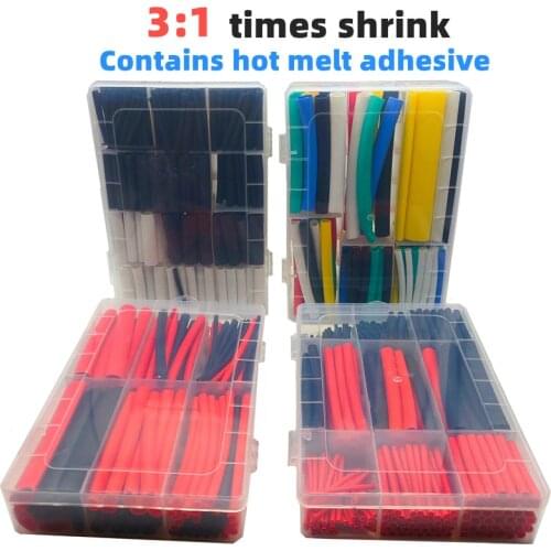 102/130/270/320pc boxed,double wall hot melt adhesive heat shrinkable tubecombination 3:1shrink electronicDIYkit,insulated cable